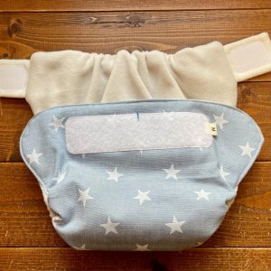 画像4: ドリーミースター（ブルーグレー） 【よつばのおむつ/日本製/ハンドメイド】 布おむつカバー （透湿性防水布使用）青 星柄 (4)