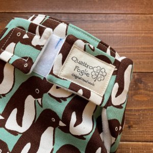 画像2: チョコミントペンギン 【よつばのおむつ/日本製/ハンドメイド】 布おむつカバー （透湿性防水布使用）北欧 ,グリーン,茶,アニマル (2)