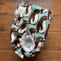 画像1: チョコミントペンギン 【よつばのおむつ/日本製/ハンドメイド】 布おむつカバー (透湿性防水布使用)北欧 ,グリーン,茶,アニマル