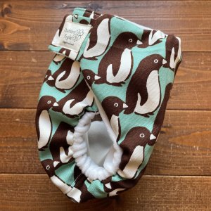 画像3: チョコミントペンギン 【よつばのおむつ/日本製/ハンドメイド】 布おむつカバー （透湿性防水布使用）北欧 ,グリーン,茶,アニマル (3)