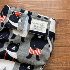 画像2: おすましクマさん（グレー） 【よつばのおむつ/日本製/ハンドメイド】 布おむつカバー （透湿性防水布使用）くま,熊 (2)