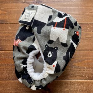 画像3: おすましクマさん（グレー） 【よつばのおむつ/日本製/ハンドメイド】 布おむつカバー （透湿性防水布使用）くま,熊 (3)