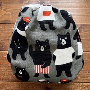 画像5: おすましクマさん（グレー） 【よつばのおむつ/日本製/ハンドメイド】 布おむつカバー （透湿性防水布使用）くま,熊 (5)