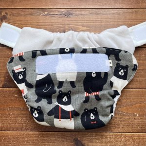 画像4: おすましクマさん（グレー） 【よつばのおむつ/日本製/ハンドメイド】 布おむつカバー （透湿性防水布使用）くま,熊 (4)
