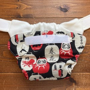 画像5: 【布からオーダー】ちょうちん（ブラック）【よつばのおむつ/日本製/ハンドメイド】 布おむつカバー（マジックテープ）提灯 和柄  黒 ＊サイズをお知らせください (5)