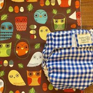 画像2: 【布からオーダー】月夜のフクロウ【よつばのおむつ/日本製/ハンドメイド】 布おむつカバー（マジックテープ）トリ,北欧,森,どんぐり ＊サイズをお知らせください (2)