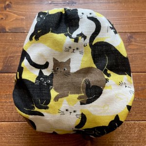画像4: わちゃわちゃ猫まみれ 【よつばのおむつ/日本製/ハンドメイド】 布おむつカバー （透湿性防水布使用）ネコ,ねこ,イエロー,ブラウン (4)