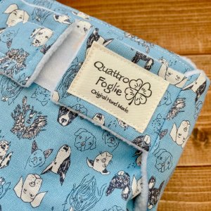 画像1: 【SALE】犬Face!!（くすみブルー）【よつばのおむつ/日本製/ハンドメイド】布おむつカバー （透湿性防水布使用）ドッグ,わんこ (1)