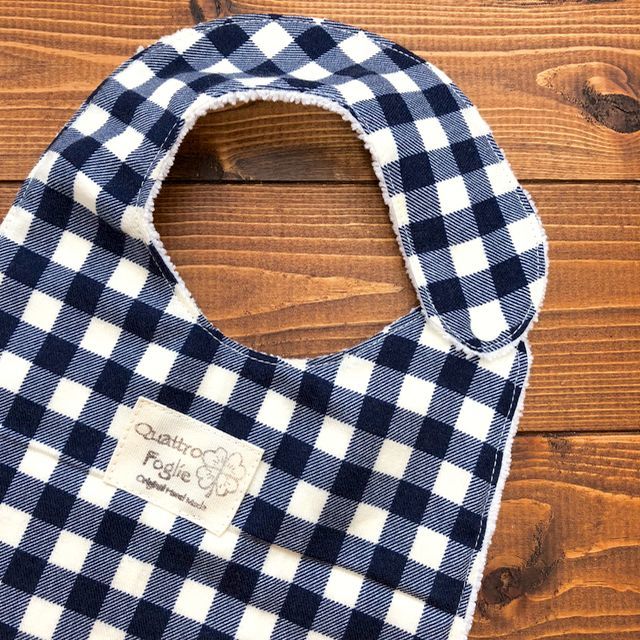 よだれの多い赤ちゃん必見 超吸収 マイクロファイバースタイ コットン生地のスタイ スタイ５枚まとめ買いで送料無料 ギンガムチェック ネイビー