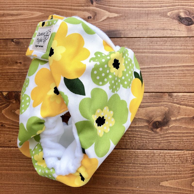 よつばのおむつ 日本製ハンドメイド 布おむつカバー 透湿性防水布使用のリニューアル版 マリメッコみたいな北欧風の花柄 グリーン イエロー