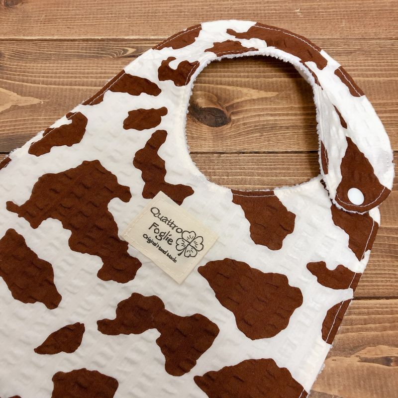 よだれの多い赤ちゃん必見 超吸収 マイクロファイバースタイ コットン生地のスタイ スタイ５枚まとめ買いで送料無料 牛柄 ブラウン