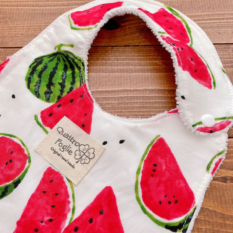 よだれの多い赤ちゃん必見 超吸収 マイクロファイバースタイ コットン生地のスタイ スタイ５枚まとめ買いで送料無料 スイカ