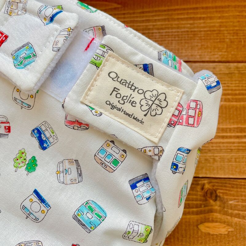 よつばのおむつ 日本製ハンドメイド 布おむつカバー 透湿性防水布使用 電車